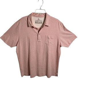 Tommy Bahama Relax Fit Pink White Stripe Pima Cotton Polo Shirt Men's L